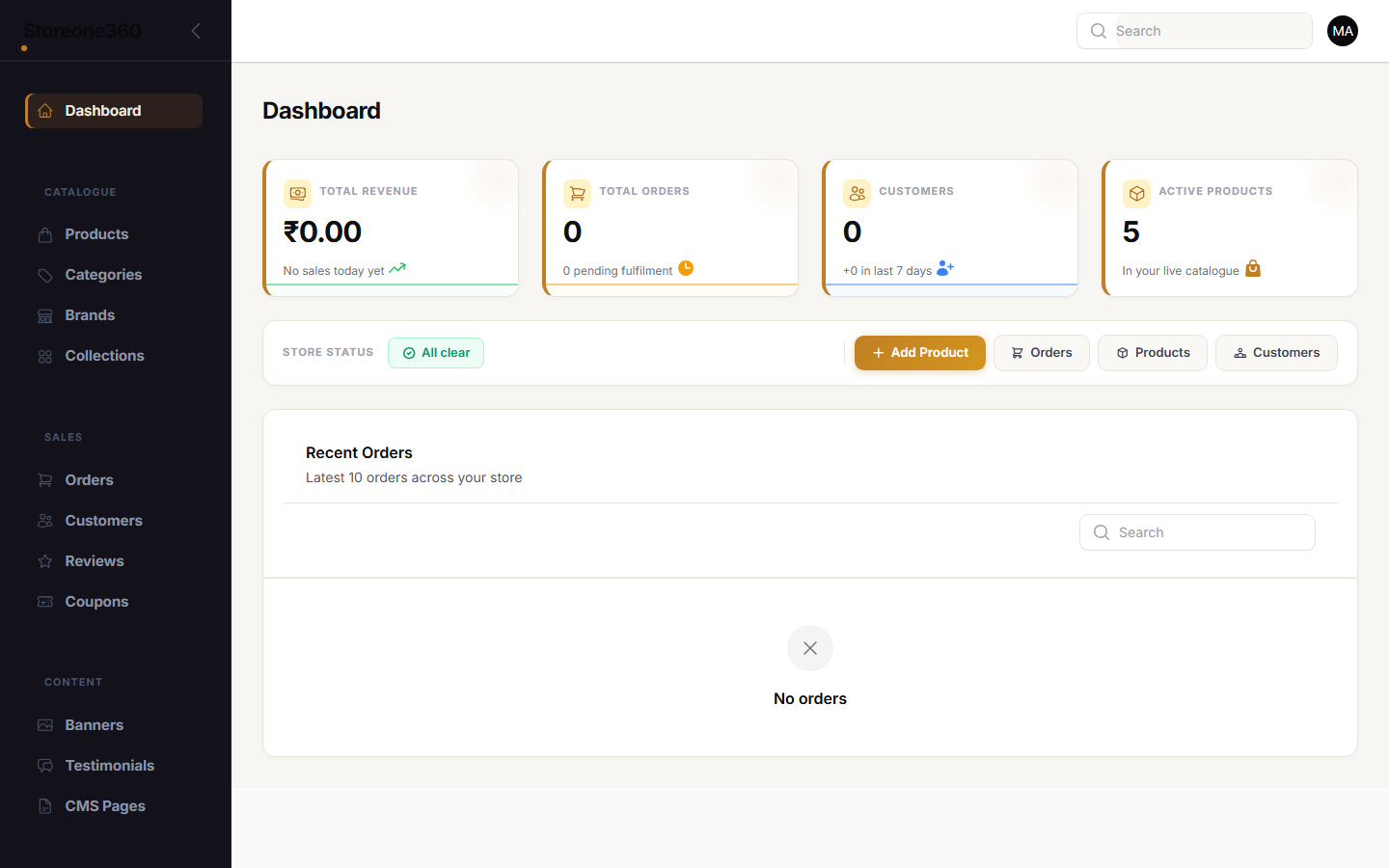 Admin dashboard